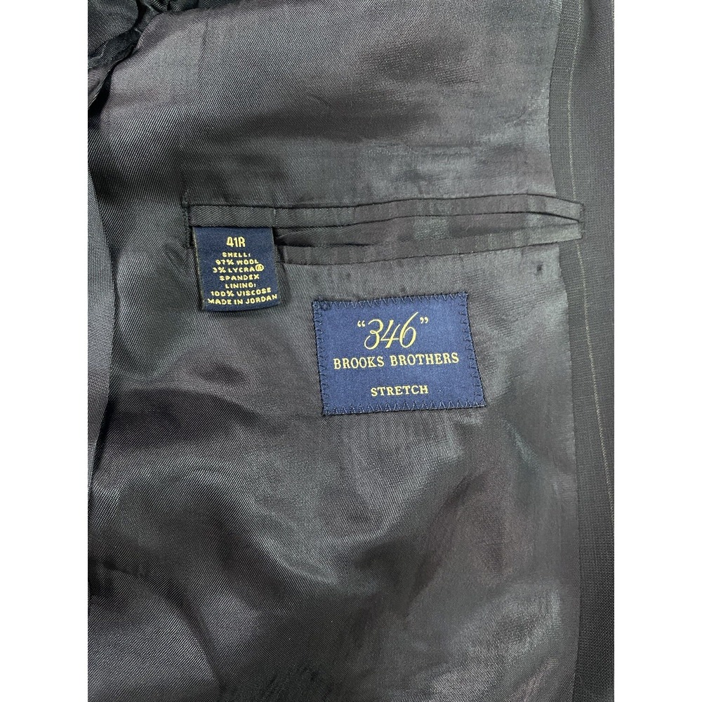 Brooks Brothers Suit Jacket 41 R Navy Wool Striped 346 Stretch Luxury Designer - Picture 14 of 16